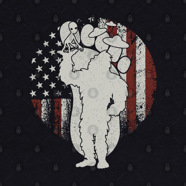 Bigfoot Usa Flag Alien by Tesszero